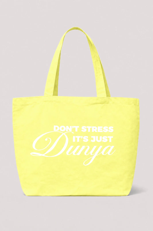 ÉDITION LIMITÉE Tote Bag XL Jaune - Don't stress it's just Dunya