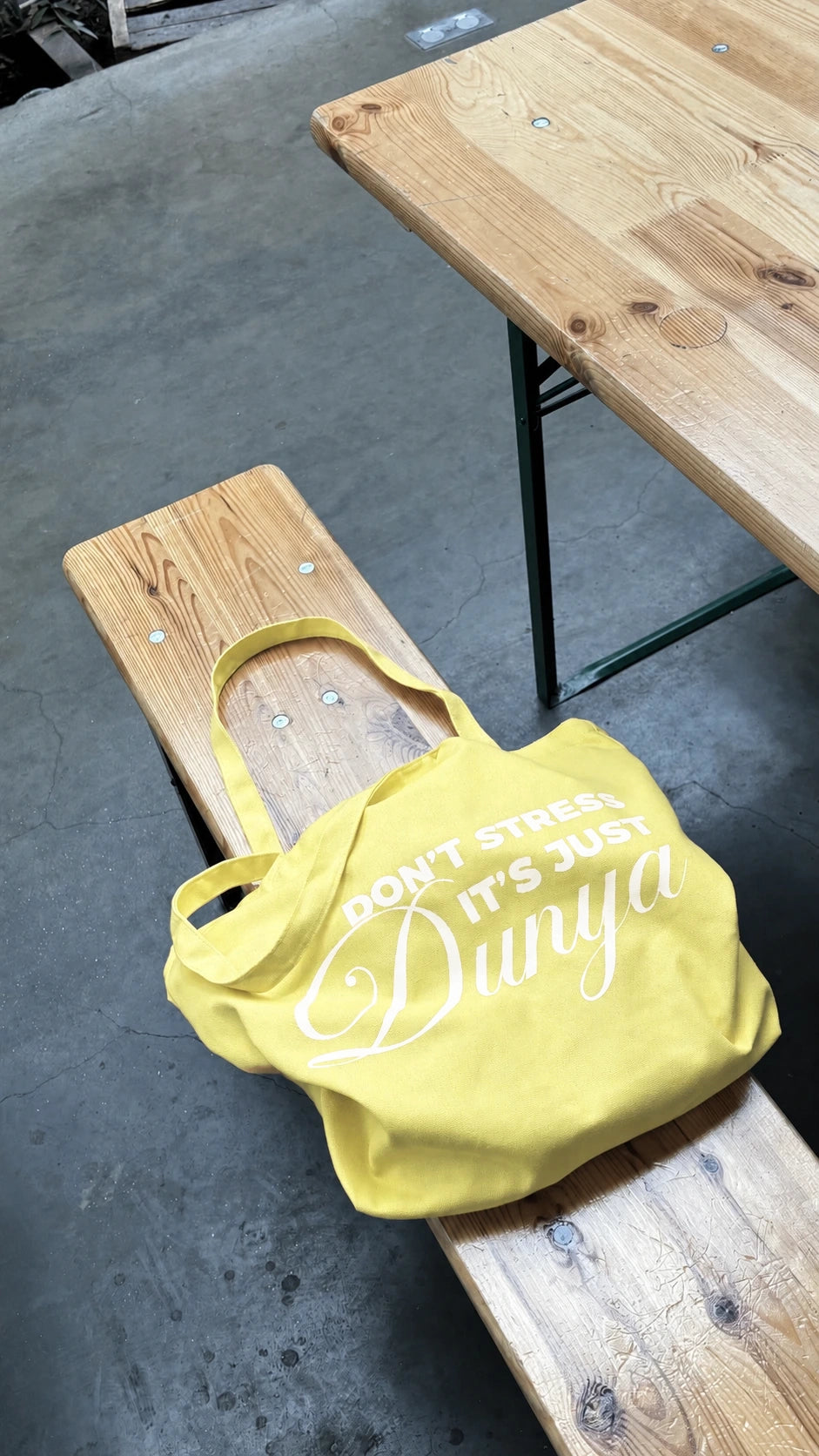 ÉDITION LIMITÉE Tote Bag XL Jaune - Don't stress it's just Dunya