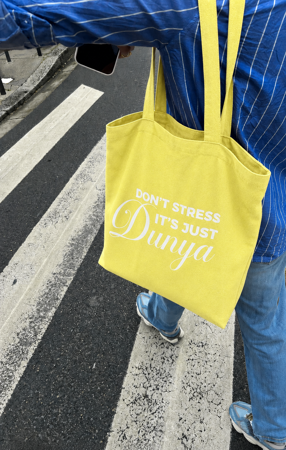 ÉDITION LIMITÉE Tote Bag XL Jaune - Don't stress it's just Dunya