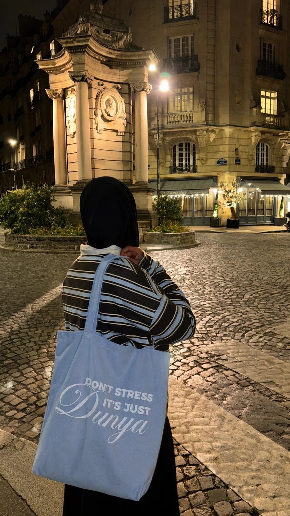 ÉDITION LIMITÉE Tote Bag XL Bleu - Don't stress it's just Dunya