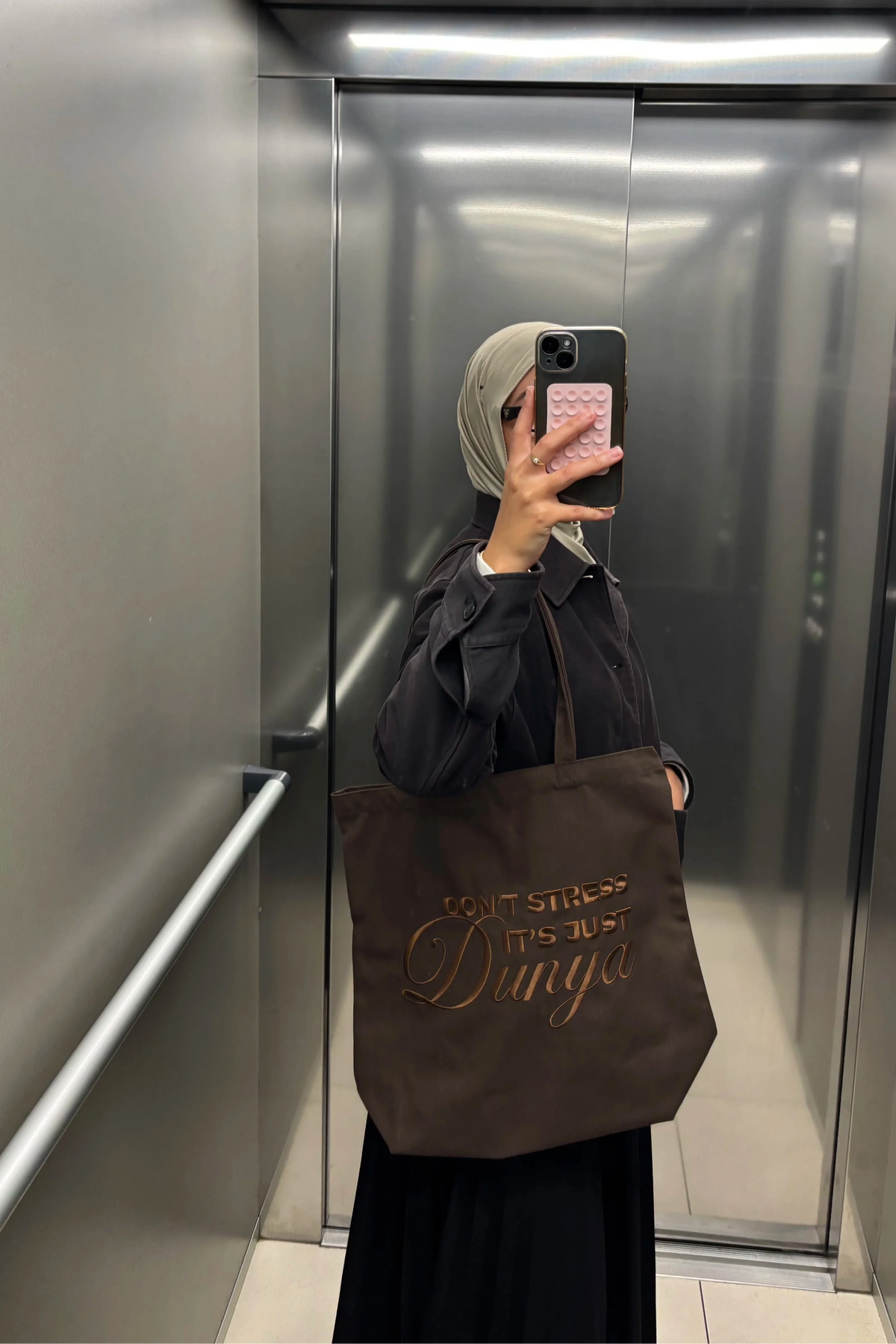 ÉDITION LIMITÉE Tote Bag XL Marron - Don't stress