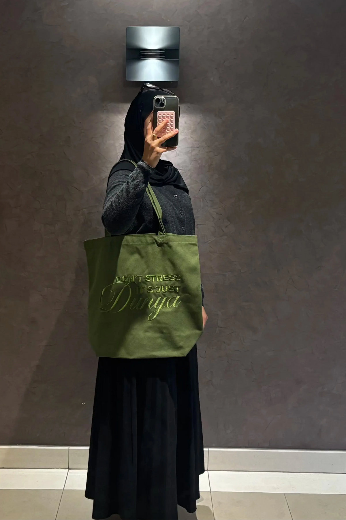 ÉDITION LIMITÉE Tote Bag XL Kaki - Don't stress