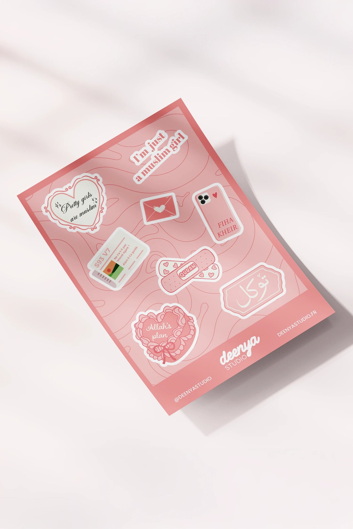 Planche de stickers rose