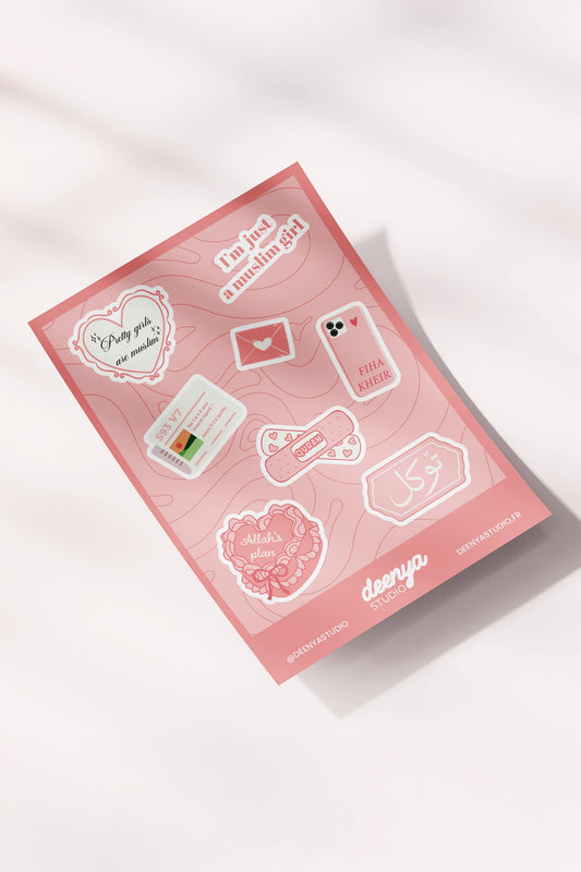 Planche de stickers rose