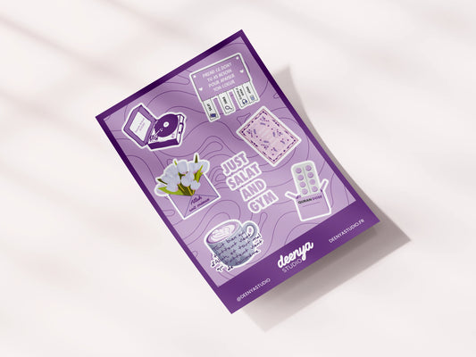 Planche de stickers violette
