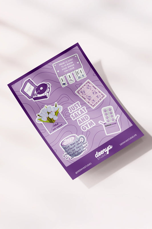Planche de stickers violette
